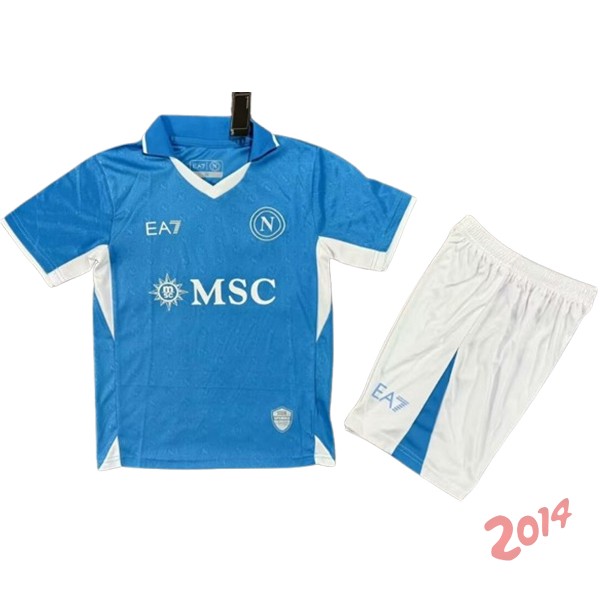 Camiseta Del Conjunto Completo Napoli Ninos Primera 2024/2025 Azul