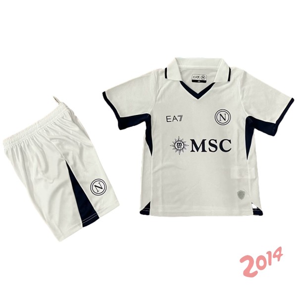Camiseta Del Conjunto Completo Napoli Ninos Segunda 2024/2025 Blanco
