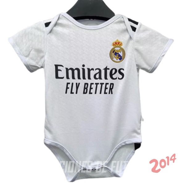 Camiseta Del Conjunto Completo Onesies Real Madrid Ninos Primera 2024/2025 Blanco