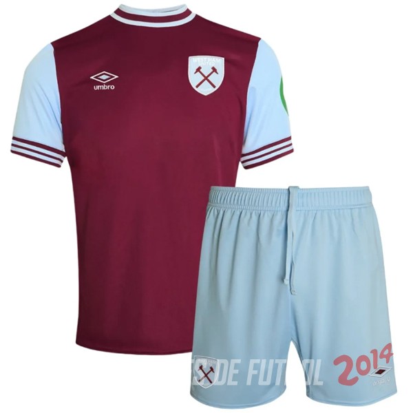 Camiseta Del Conjunto Completo West Ham United Ninos Primera 2024/2025 Rojo