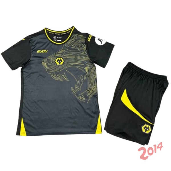 Camiseta Del Conjunto Completo Wolves Ninos Segunda 2024/2025 Negro