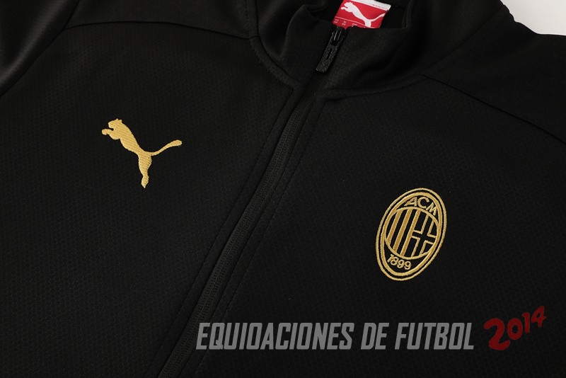 Conjunto Completo Ropa Deportiva Con Cremallera Larga AC Milan 2024/2025 Negro Rojo