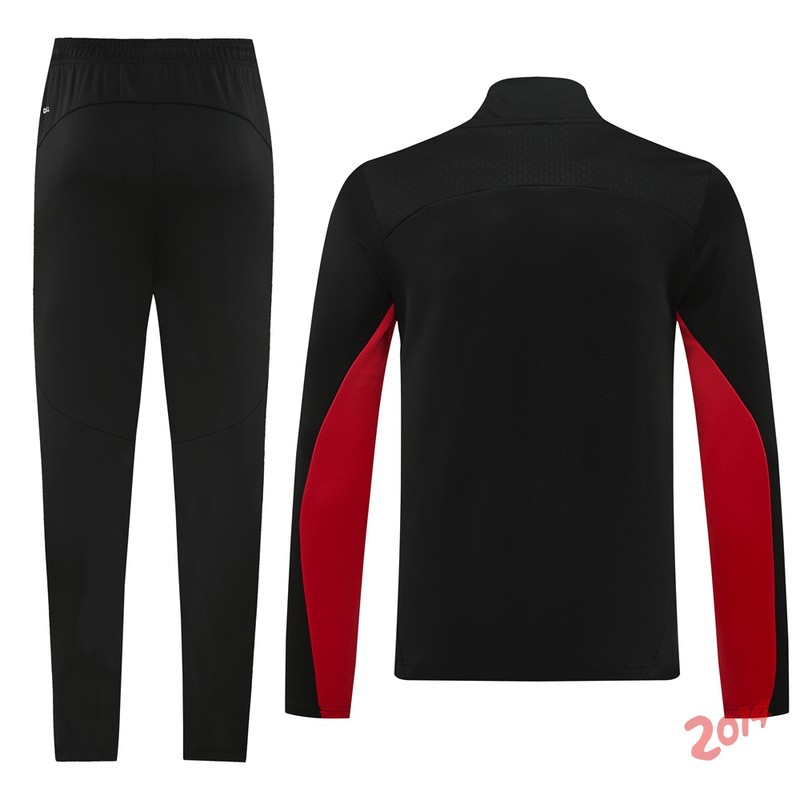 Conjunto Completo Ropa Deportiva Con Cremallera Larga AC Milan 2024/2025 Negro Rojo