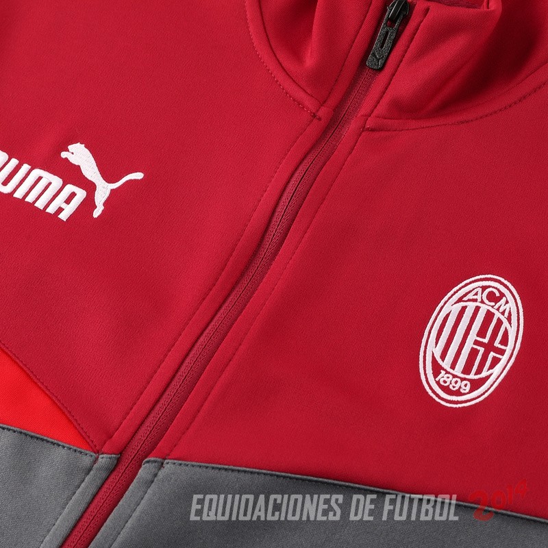 Conjunto Completo Ropa Deportiva Con Cremallera Larga AC Milan 2024/2025 Rojo Gris
