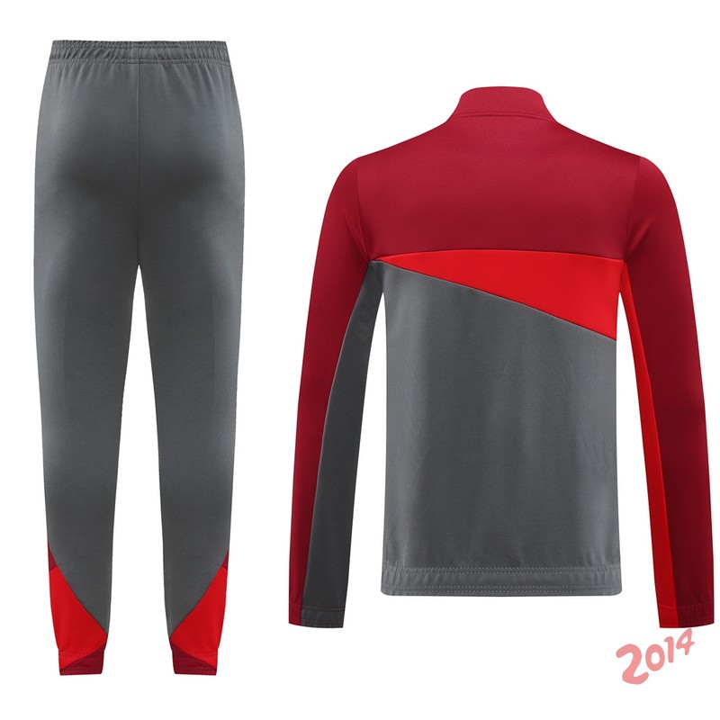 Conjunto Completo Ropa Deportiva Con Cremallera Larga AC Milan 2024/2025 Rojo Gris