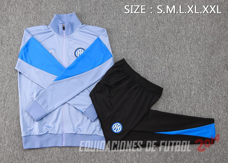 Conjunto Completo Ropa Deportiva Con Cremallera Larga Inter Milan 2024/2025 Gris Azul