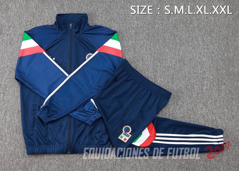 Conjunto Completo Ropa Deportiva Con Cremallera Larga Italia 2024 Azul II Marino