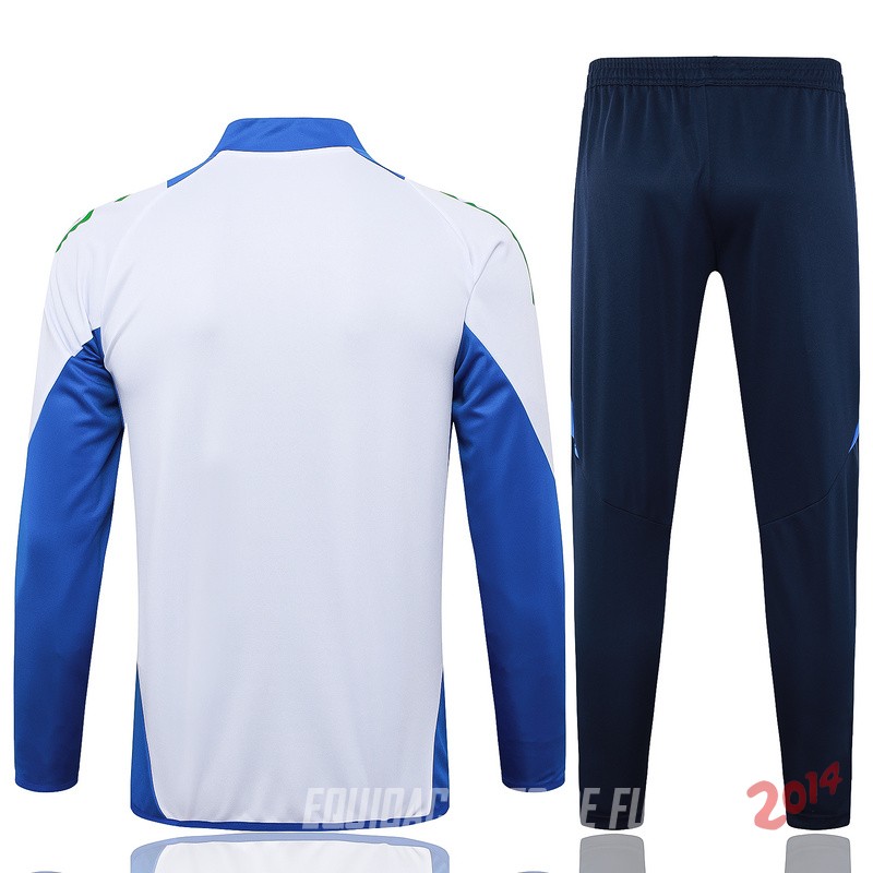 Conjunto Completo Ropa Deportiva Con Cremallera Larga Italia 2024 Blanco Azul Marino