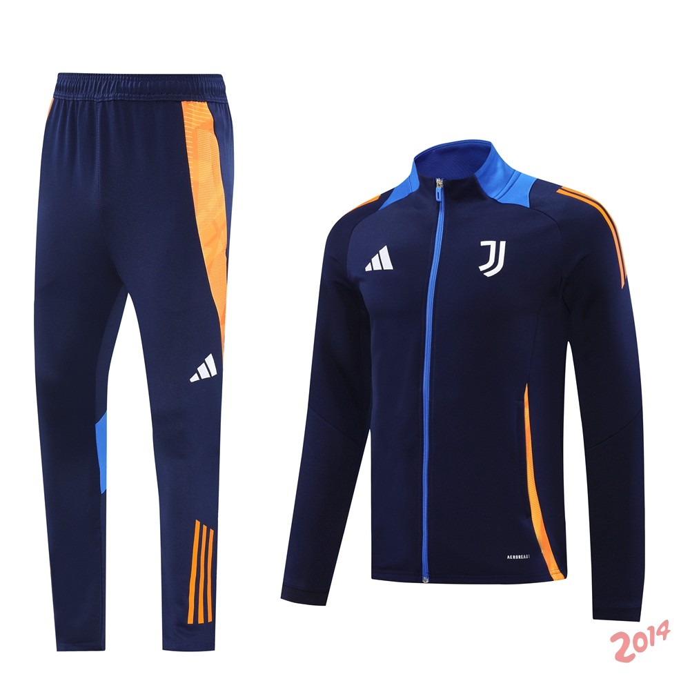 Conjunto Completo Ropa Deportiva Con Cremallera Larga Juventus 2024/2025 Azul Marino Naranja