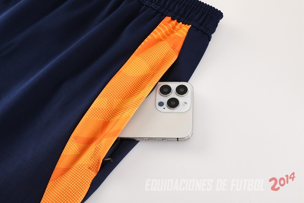 Conjunto Completo Ropa Deportiva Con Cremallera Larga Juventus 2024/2025 Azul Marino Naranja