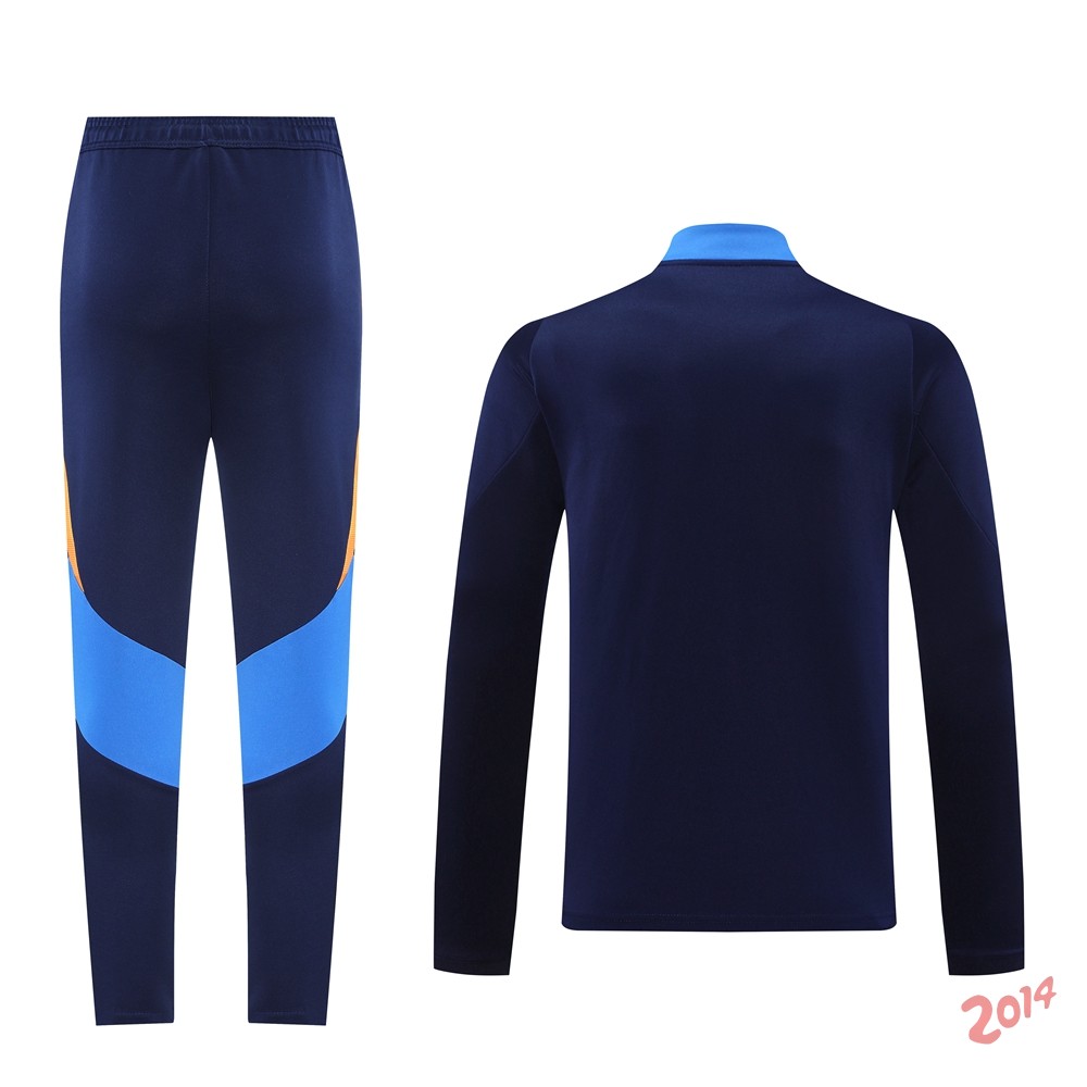 Conjunto Completo Ropa Deportiva Con Cremallera Larga Juventus 2024/2025 Azul Marino Naranja