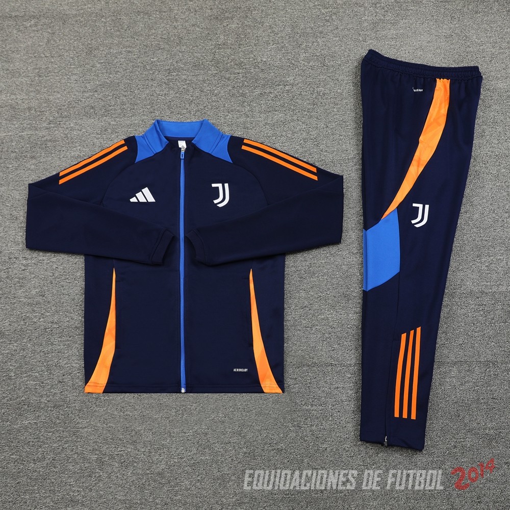 Conjunto Completo Ropa Deportiva Con Cremallera Larga Juventus 2024/2025 Azul Marino Naranja