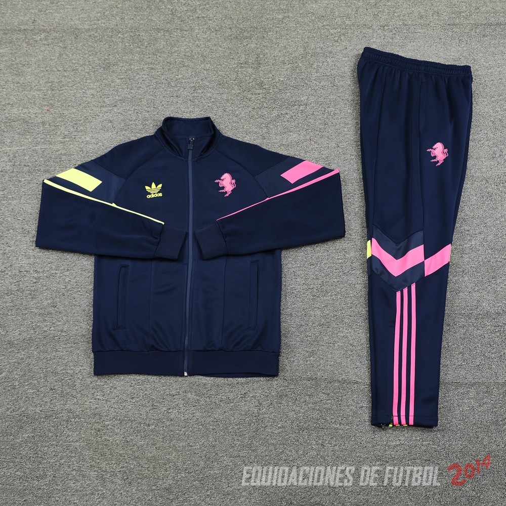 Conjunto Completo Ropa Deportiva Con Cremallera Larga Juventus 2024/2025 Azul Marino Rosa