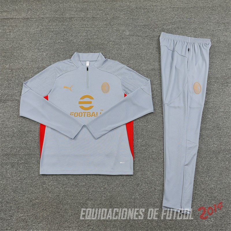 Conjunto Completo Sudadera Entrenamiento AC Milan 2024/2025 Gris