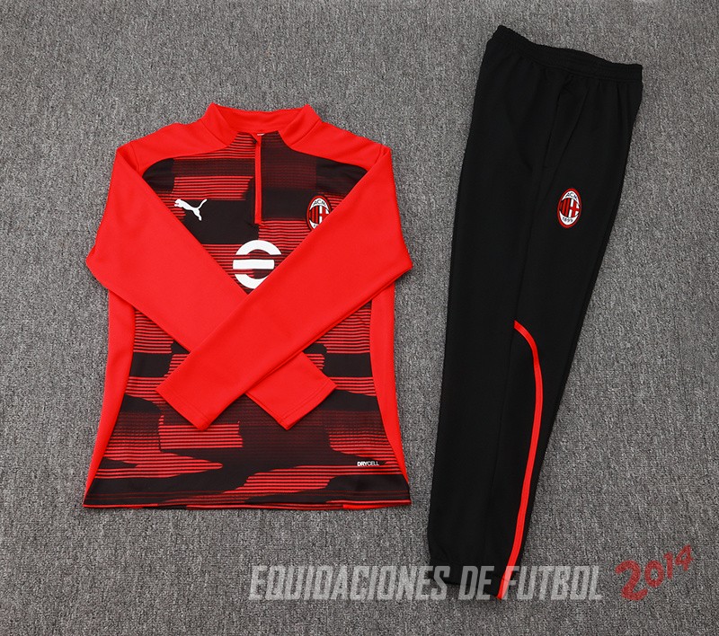 Conjunto Completo Sudadera Entrenamiento AC Milan 2024/2025 Rojo I Negro