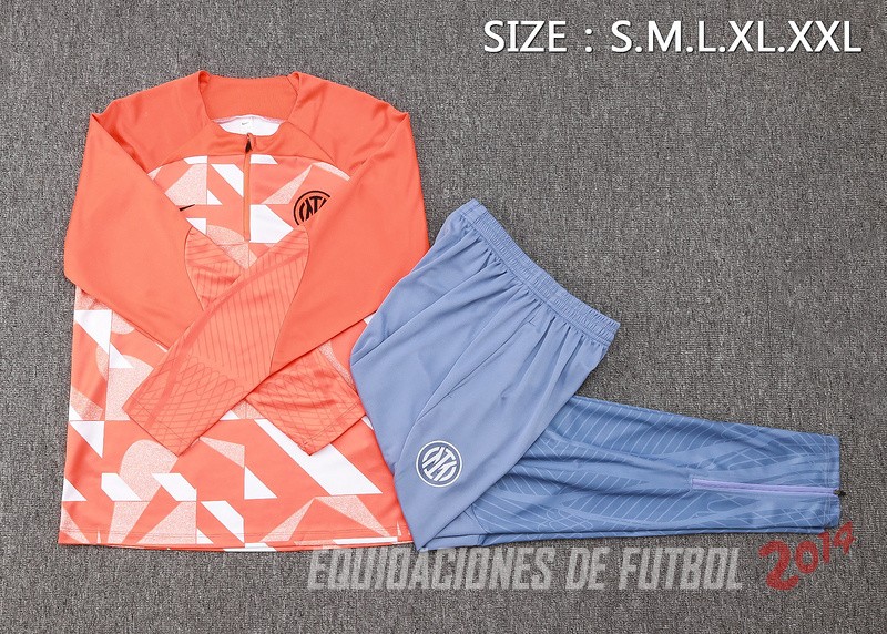 Conjunto Completo Sudadera Entrenamiento Inter Milan 2024/2025 Naranja Blanco