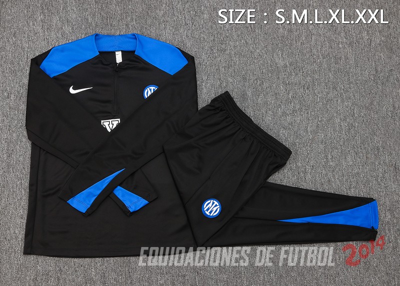 Conjunto Completo Sudadera Entrenamiento Inter Milan 2024/2025 Negro Azul