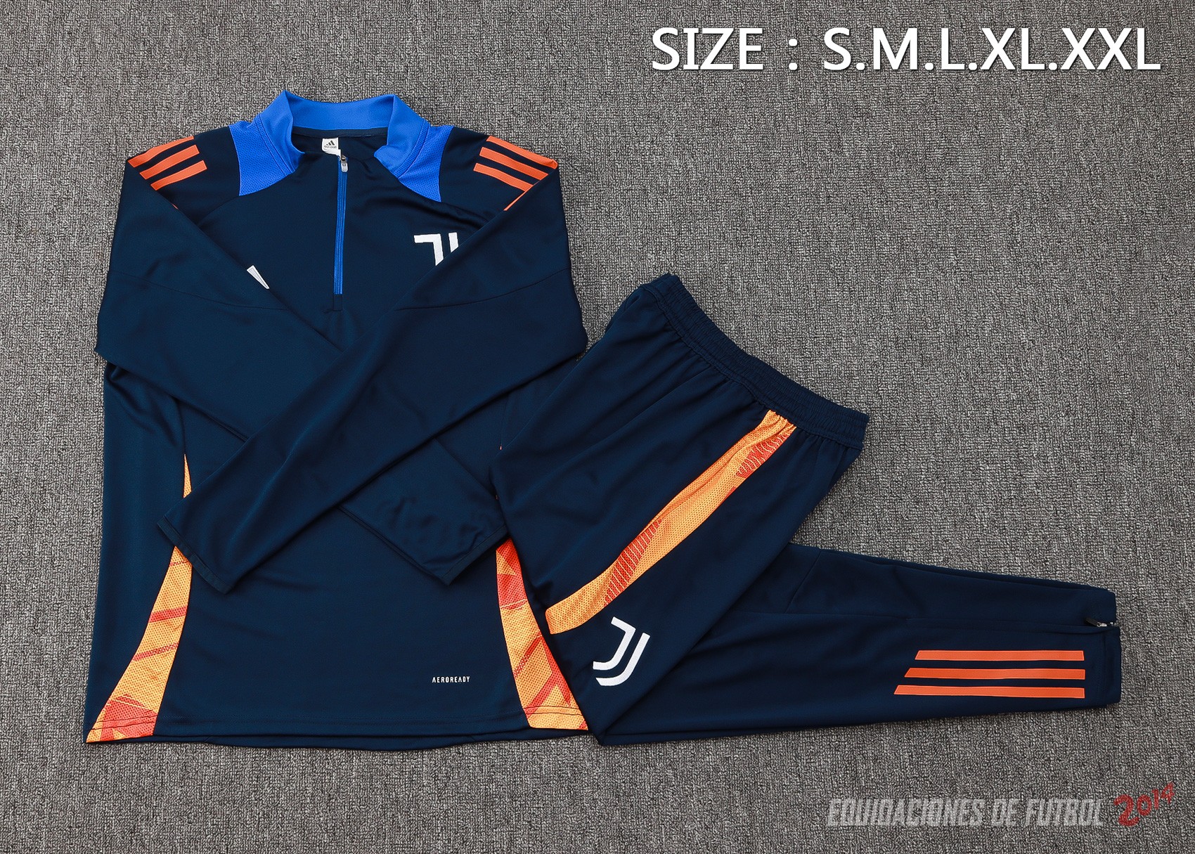 Conjunto Completo Sudadera Entrenamiento Juventus 2024/2025 Azul Marino Naranja