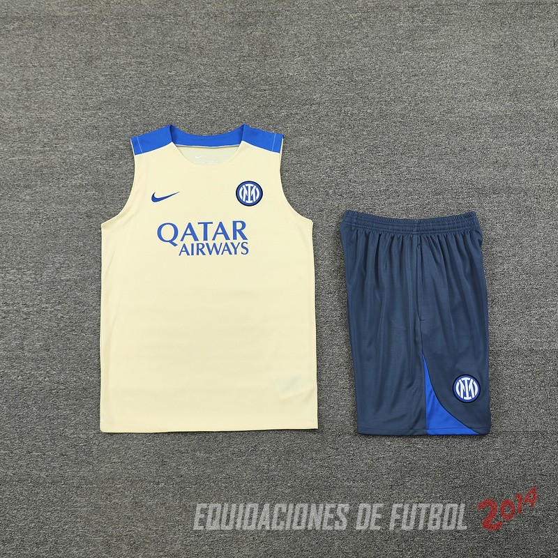 Entrenamiento Sin Mangas Conjunto Completo Inter Milan 2024/2025 Amarillo Gris