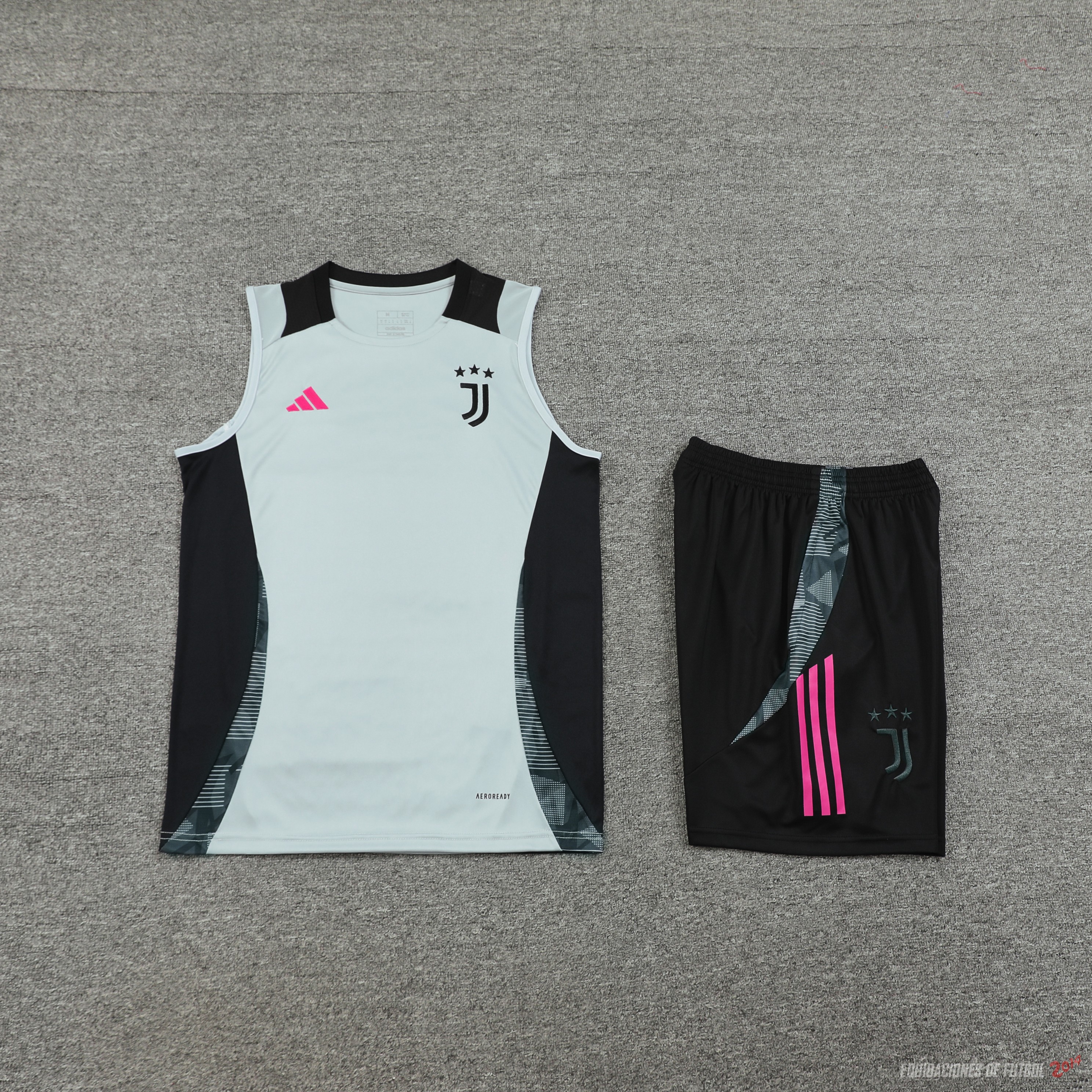 Entrenamiento Sin Mangas Conjunto Completo Juventus 2024/2025 Gris Negro