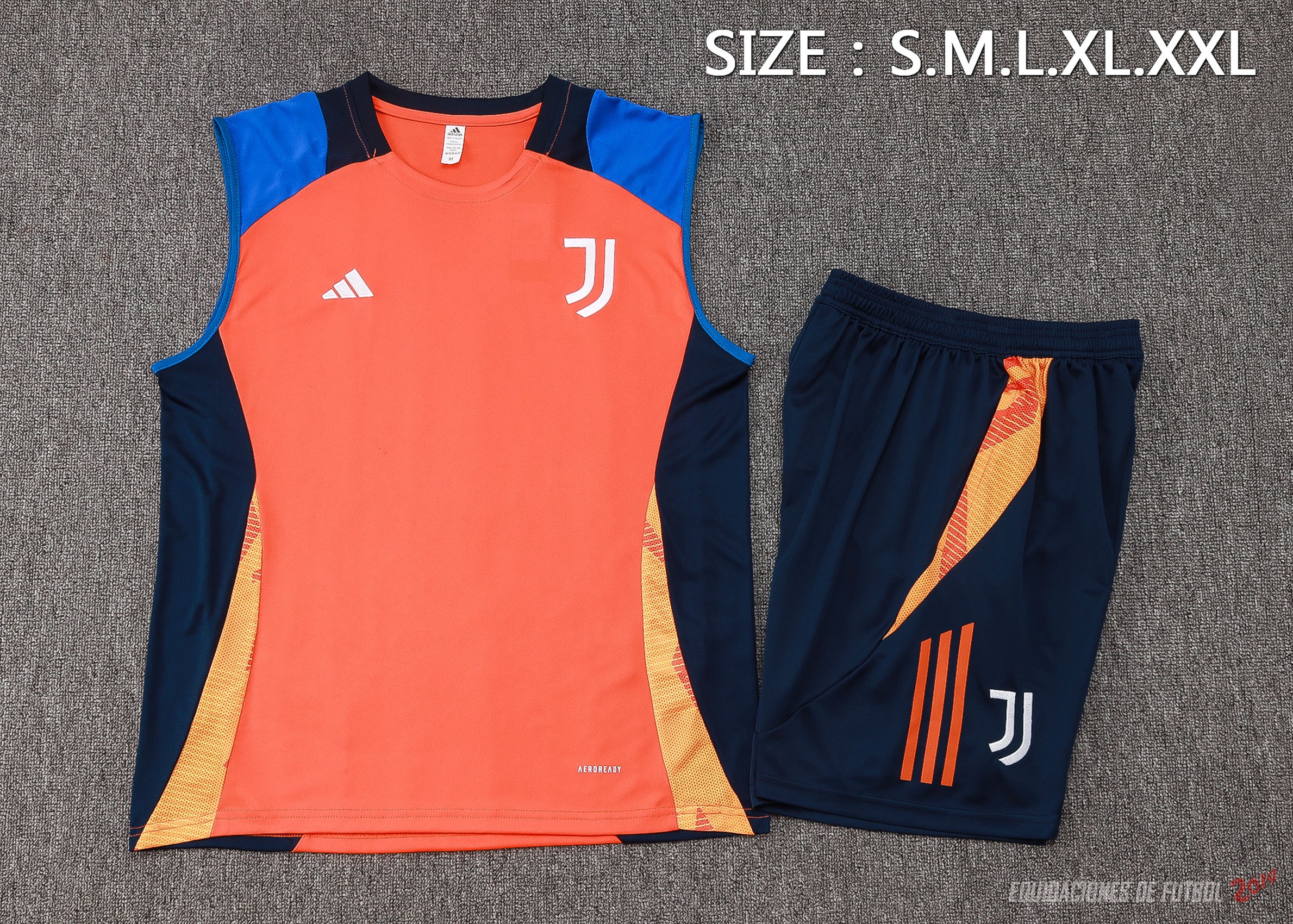 Entrenamiento Sin Mangas Conjunto Completo Juventus 2024/2025 Naranja Azul