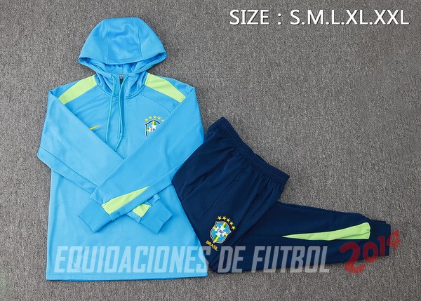 Conjunto Completo Chaqueta Con Capucha Brasil 2024 Azul I Verde