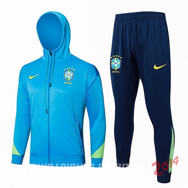 Conjunto Completo Chaqueta Con Capucha Brasil 2024 Azul Verde