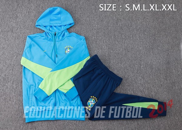 Conjunto Completo Chaqueta Con Capucha Brasil 2024 Azul Verde