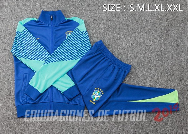 Conjunto Completo Ropa Deportiva Con Cremallera Larga Brasil 2024 Azul