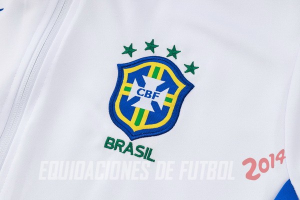 Conjunto Completo Ropa Deportiva Con Cremallera Larga Brasil 2024 Blanco Azul