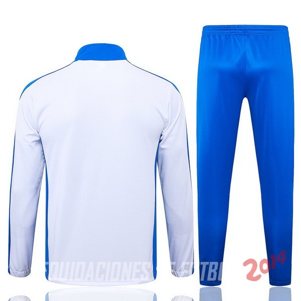 Conjunto Completo Ropa Deportiva Con Cremallera Larga Brasil 2024 Blanco Azul