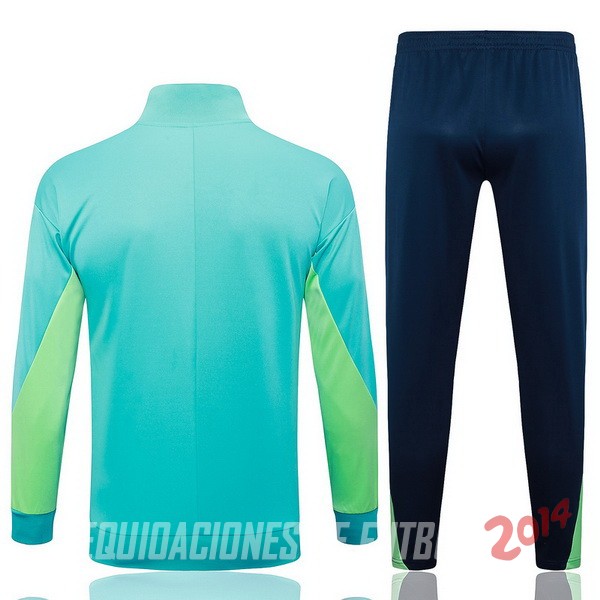 Conjunto Completo Ropa Deportiva Con Cremallera Larga Brasil 2024 Verde Azul