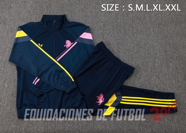 Conjunto Completo Ropa Deportiva Con Cremallera Larga Juventus 2024/2025 Azul Marino I Rosa