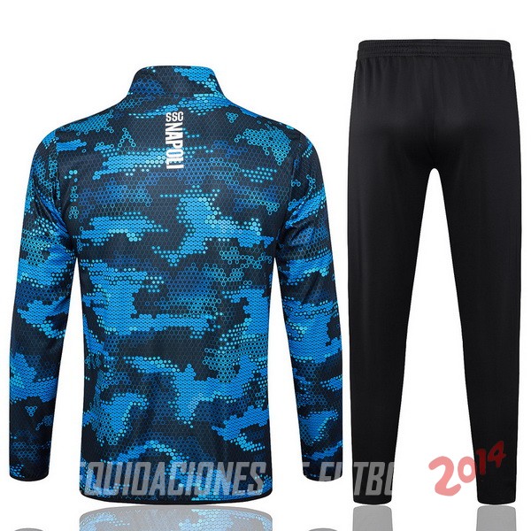 Conjunto Completo Ropa Deportiva Con Cremallera Larga Napoli 2024/2025 Azul I Negro