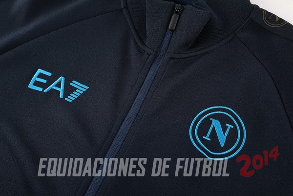 Conjunto Completo Ropa Deportiva Con Cremallera Larga Napoli 2024/2025 Azul Marino