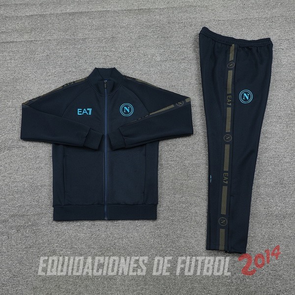 Conjunto Completo Ropa Deportiva Con Cremallera Larga Napoli 2024/2025 Azul Marino