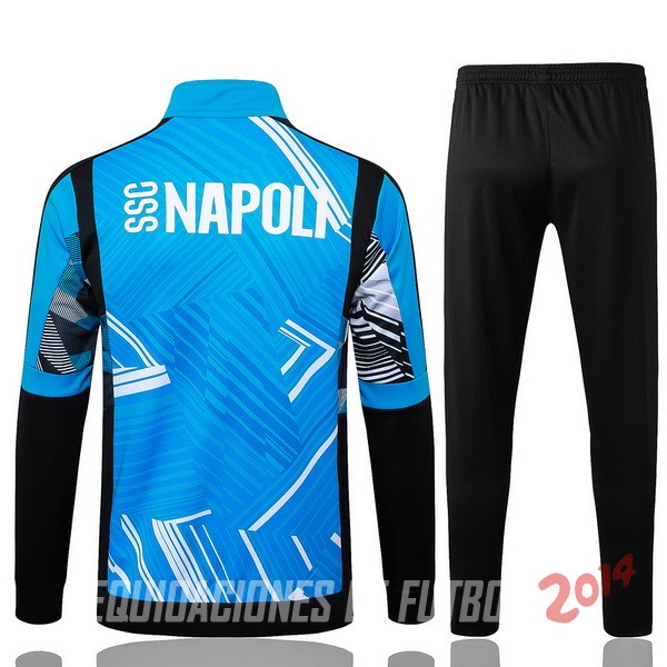 Conjunto Completo Ropa Deportiva Con Cremallera Larga Napoli 2024/2025 Azul Negro