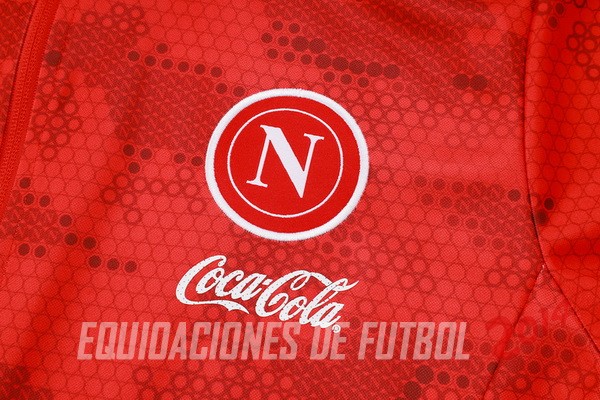 Conjunto Completo Ropa Deportiva Con Cremallera Larga Napoli 2024/2025 Rojo Negro