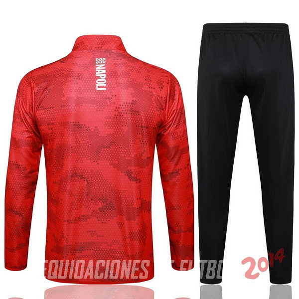 Conjunto Completo Ropa Deportiva Con Cremallera Larga Napoli 2024/2025 Rojo Negro