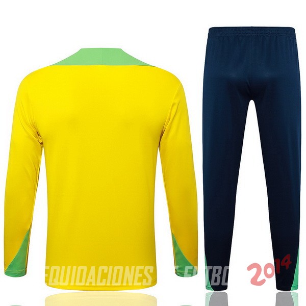 Conjunto Completo Sudadera Entrenamiento Brasil 2024 Amarillo Azul I Verde
