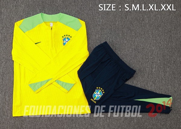 Conjunto Completo Sudadera Entrenamiento Brasil 2024 Amarillo Azul Verde