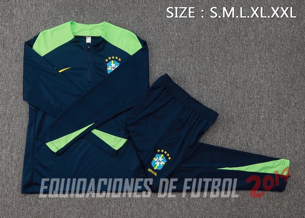 Conjunto Completo Sudadera Entrenamiento Brasil 2024 Azul