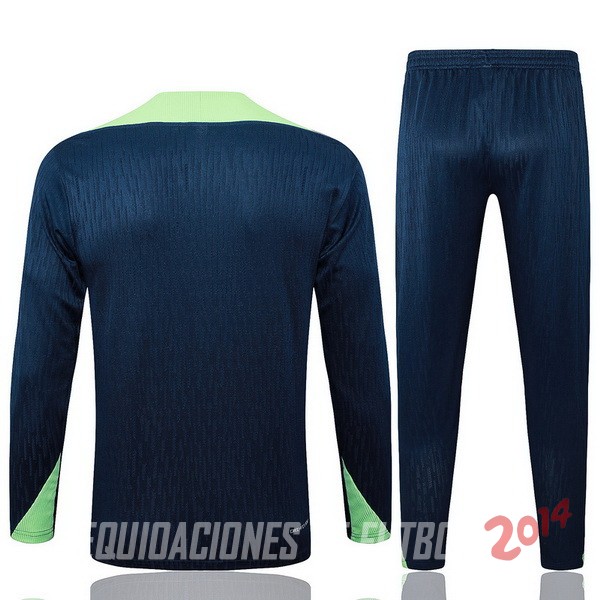 Conjunto Completo Sudadera Entrenamiento Brasil 2024 Azul Marino Verde