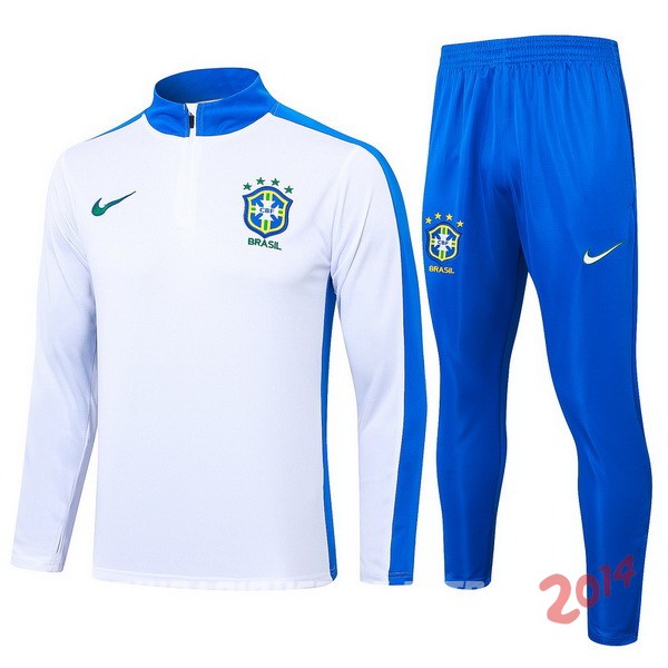 Conjunto Completo Sudadera Entrenamiento Brasil 2024 Blanco Azul