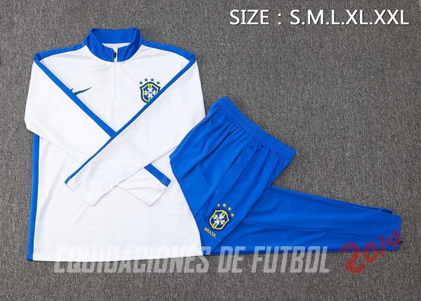 Conjunto Completo Sudadera Entrenamiento Brasil 2024 Blanco Azul