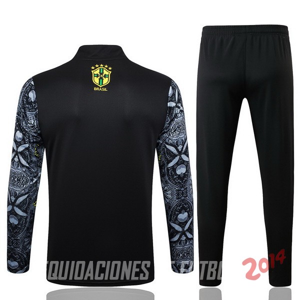 Conjunto Completo Sudadera Entrenamiento Brasil 2024 Gris I Negro