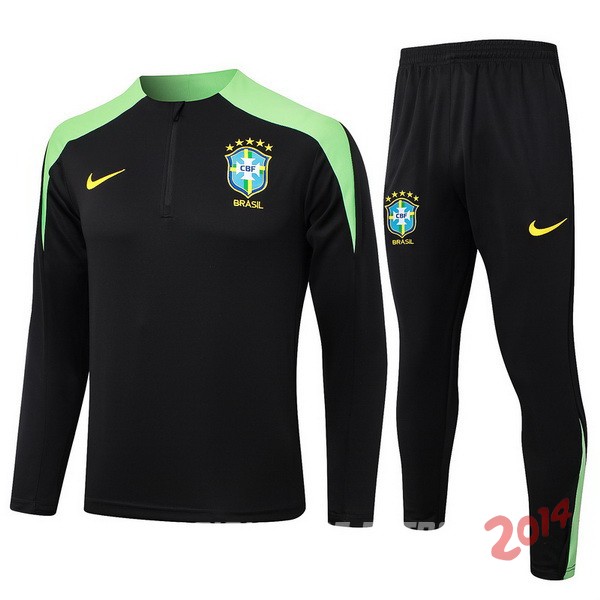 Conjunto Completo Sudadera Entrenamiento Brasil 2024 Negro Verde