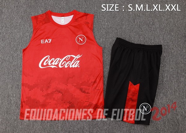 Entrenamiento Sin Mangas Conjunto Completo Napoli 2024/2025 Rojo Blanco Negro