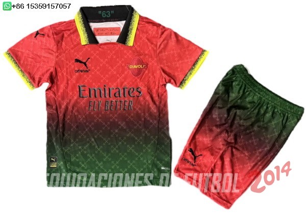 Camiseta Del Conjunto Completo AC Milan Ninos Fourth 2024/2025