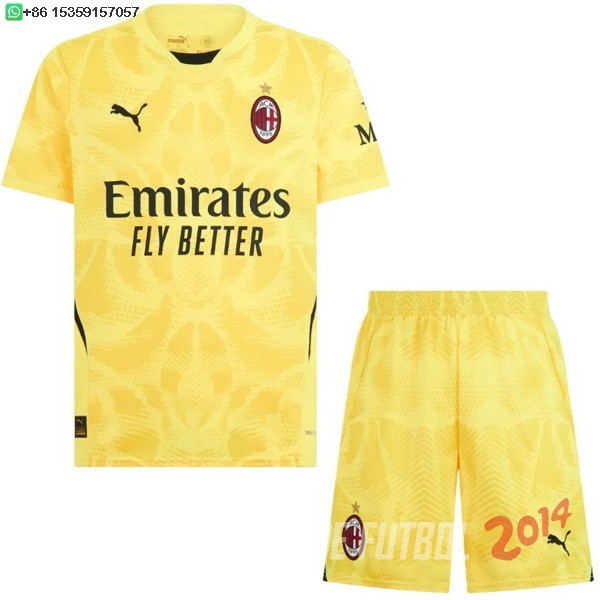 Camiseta Del Conjunto Completo AC Milan Ninos Portero 2024/2025 Amarillo